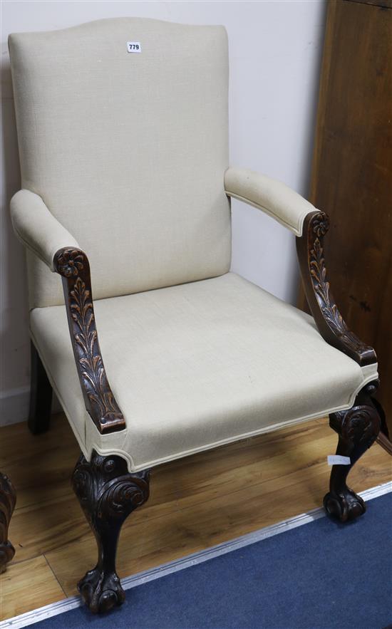 A 19th century Chippendale style mahogany Gainsborough chair